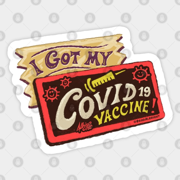 I Got My Covid Vaccine! Wonka Golden Ticket Sticker by BradAlbright